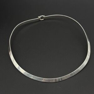 Vintage Mexico Sterling 925 Silver 5mm Solid Collar Choker Torque Necklace READ